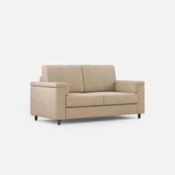 Divano 148x85cm design a due posti con bracciolo squadrato beige DI1