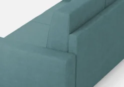 Divano 148x85cm design a due posti con bracciolo squadrato idrorepellente blu petrolio DI12