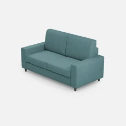Divano 148x85cm design a due posti con bracciolo squadrato idrorepellente blu petrolio DI12