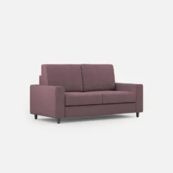 Divano 148x85cm design a due posti con bracciolo squadrato idrorepellente prugna DI12