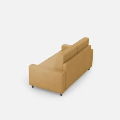Divano 148x85cm design a due posti con bracciolo squadrato idrorepellente ocra DI12