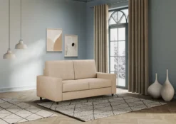 Divano 148x85cm design a due posti con bracciolo squadrato idrorepellente beige DI12