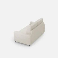 Divano 148x85cm design a due posti con bracciolo squadrato idrorepellente bianco latte DI12