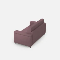 Divano 148x85cm design a due posti con bracciolo squadrato prugna DI1