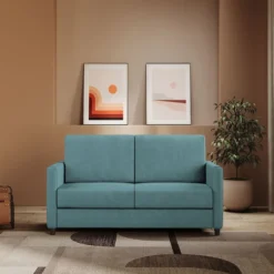 Divano 138x85cm design a due posti da salotto idrorepellente blu petrolio DI23
