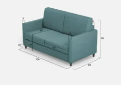 Divano 138x85cm design a due posti da salotto idrorepellente blu petrolio DI23