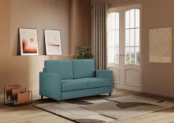 Divano 138x85cm design a due posti da salotto idrorepellente blu petrolio DI23