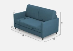 Divano 138x85cm design a due posti da salotto idrorepellente blu avio DI23