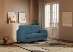 Divano 138x85cm design a due posti da salotto idrorepellente blu avio DI23