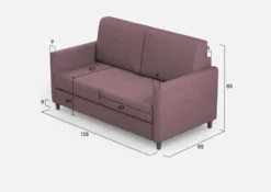 Divano 138x85cm design a due posti da salotto idrorepellente prugna DI23