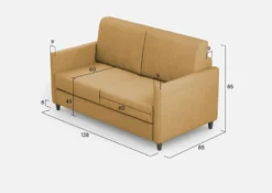 Divano 138x85cm design a due posti da salotto idrorepellente ocra DI23
