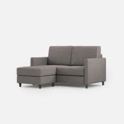Divano 158x85cm design a due posti per salotto con pouf versatile grigio DI27
