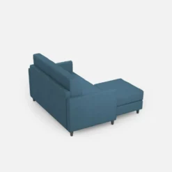 Divano 158x85cm design a due posti per salotto con pouf versatile blu avio DI27