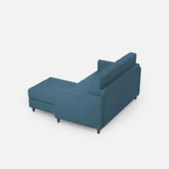 Divano 158x85cm design a due posti per salotto con pouf versatile blu avio DI27