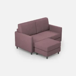 Divano 158x85cm design a due posti per salotto con pouf versatile prugna DI27
