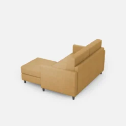 Divano 158x85cm design a due posti per salotto con pouf versatile ocra DI27
