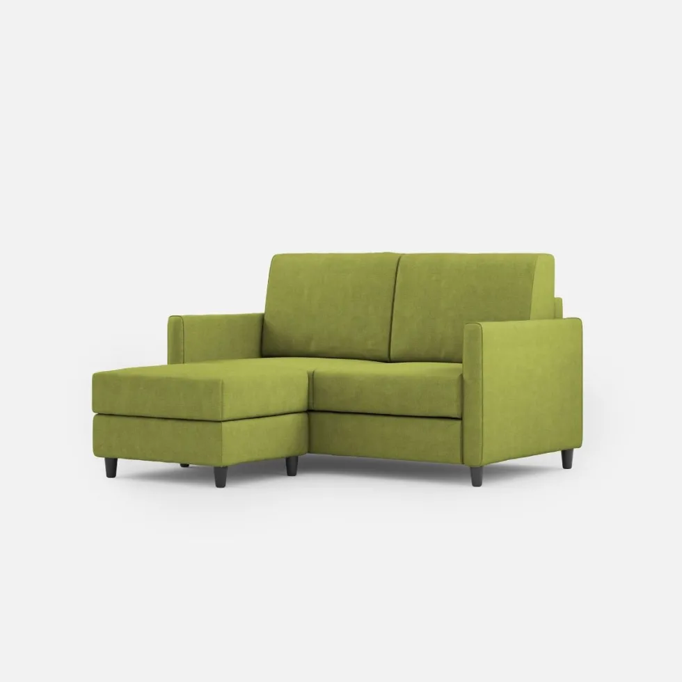 Divano 158x85cm design a due posti per salotto con pouf versatile verde DI27