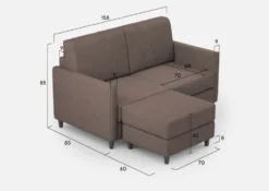 Divano 158x85cm design a due posti per salotto con pouf versatile talpa DI27