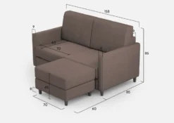 Divano 158x85cm design a due posti per salotto con pouf versatile talpa DI27
