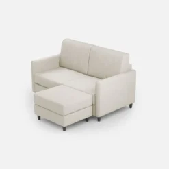 Divano 158x85cm design a due posti per salotto con pouf versatile bianco latte DI27