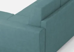 Divano 152x85cm design a due posti piccolo con pouf e stoffa idrorepellente blu petrolio DI37