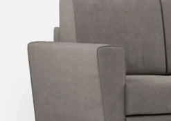 Divano 152x85cm design a due posti piccolo con pouf e stoffa idrorepellente grigio DI37
