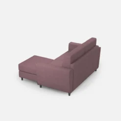 Divano 152x85cm design a due posti piccolo con pouf e stoffa idrorepellente prugna DI37