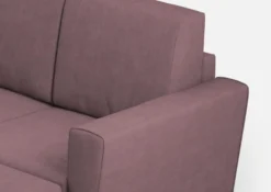 Divano 152x85cm design a due posti piccolo con pouf e stoffa idrorepellente prugna DI37