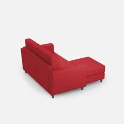 Divano 152x85cm design a due posti piccolo con pouf e stoffa idrorepellente rosso DI37