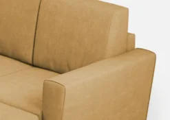 Divano 152x85cm design a due posti piccolo con pouf e stoffa idrorepellente ocra DI37