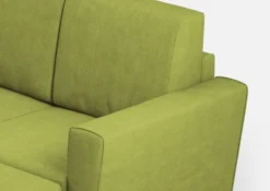 Divano 152x85cm design a due posti piccolo con pouf e stoffa idrorepellente verde DI37