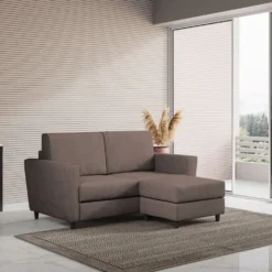 Divano 152x85cm design a due posti piccolo con pouf e stoffa idrorepellente talpa DI37