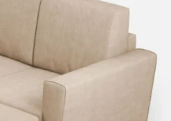Divano 152x85cm design a due posti piccolo con pouf e stoffa idrorepellente beige DI37