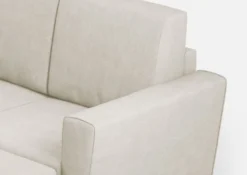 Divano 152x85cm design a due posti piccolo con pouf e stoffa idrorepellente bianco latte DI37