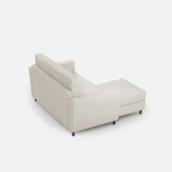 Divano 152x85cm design a due posti piccolo con pouf e stoffa idrorepellente bianco latte DI37