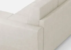 Divano 152x85cm design a due posti piccolo con pouf e stoffa idrorepellente bianco latte DI37