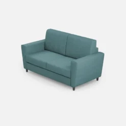 Divano 152x85cm design a due posti piccolo con stoffa idrorepellente blu petrolio DI34