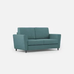 Divano 152x85cm design a due posti piccolo con stoffa idrorepellente blu petrolio DI34