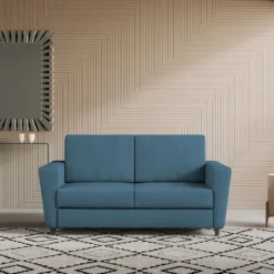 Divano 152x85cm design a due posti piccolo con stoffa idrorepellente blu avio DI34