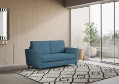 Divano 152x85cm design a due posti piccolo con stoffa idrorepellente blu avio DI34
