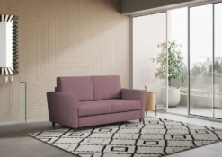 Divano 152x85cm design a due posti piccolo con stoffa idrorepellente prugna DI34