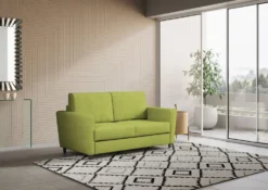 Divano 152x85cm design a due posti piccolo con stoffa idrorepellente verde DI34