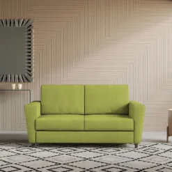 Divano 152x85cm design a due posti piccolo con stoffa idrorepellente verde DI34