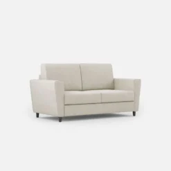 Divano 152x85cm design a due posti piccolo con stoffa idrorepellente bianco latte DI34