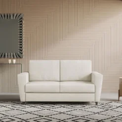 Divano 152x85cm design a due posti piccolo con stoffa idrorepellente bianco latte DI34
