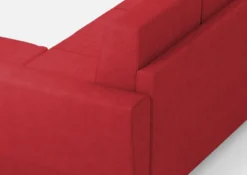 Divano 212x85cm design a tre posti con piedini in legno e pouf idrorepellente rosso DI39
