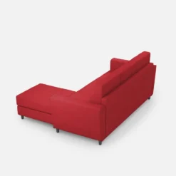 Divano 212x85cm design a tre posti con piedini in legno e pouf idrorepellente rosso DI39