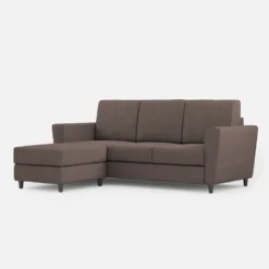 Divano 212x85cm design a tre posti con piedini in legno e pouf idrorepellente talpa DI39