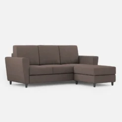 Divano 212x85cm design a tre posti con piedini in legno e pouf idrorepellente talpa DI39