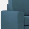 Divano 208x85cm design a tre posti con bracciolo moderno quadrato e pouf blu avio DI17